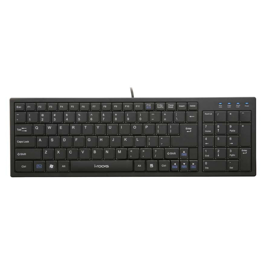 i-rocks KR-6421-BK Keyboard, 0.77", Black, Cable, 15.16", USB