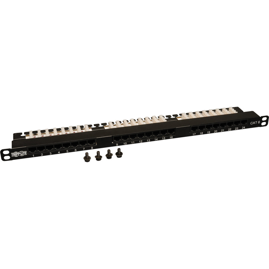 Eaton Tripp Lite Series 24-Port 0.5U Rack-Mount Cat6/Cat5 110 Patch Panel 568B, RJ45 Ethernet, TAA