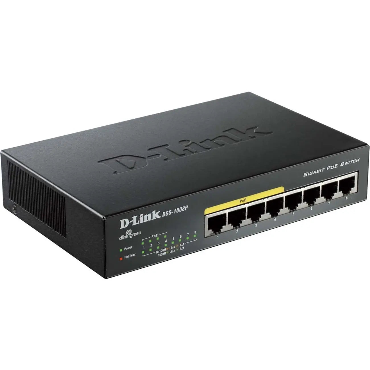 D-Link DGS-1008P 8-Port Gigabit Metal Desktop Switch with 4 PoE Ports