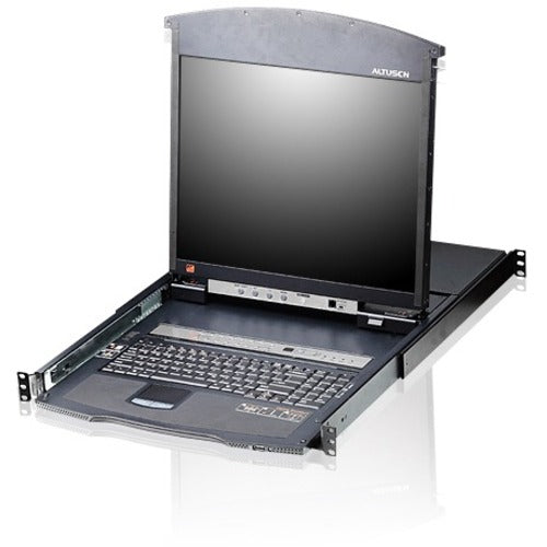 ATEN KL1516AN Dual Rail Rackmount LCD-TAA Compliant - 16 Computer(s) - 19" LCD - 1280 x 1024 - 16 x Network (RJ-45) - 3 x USB - 1 x VGA - Daisy Chain - Keyboard120 V AC, 230 V AC Input Voltage - PC, Mac, Sun - Metal - TAA Compliant