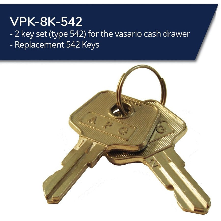 apg® Vasario Series Cash Drawer Replacement Key| for 542 Code Locks | Set of 2 |