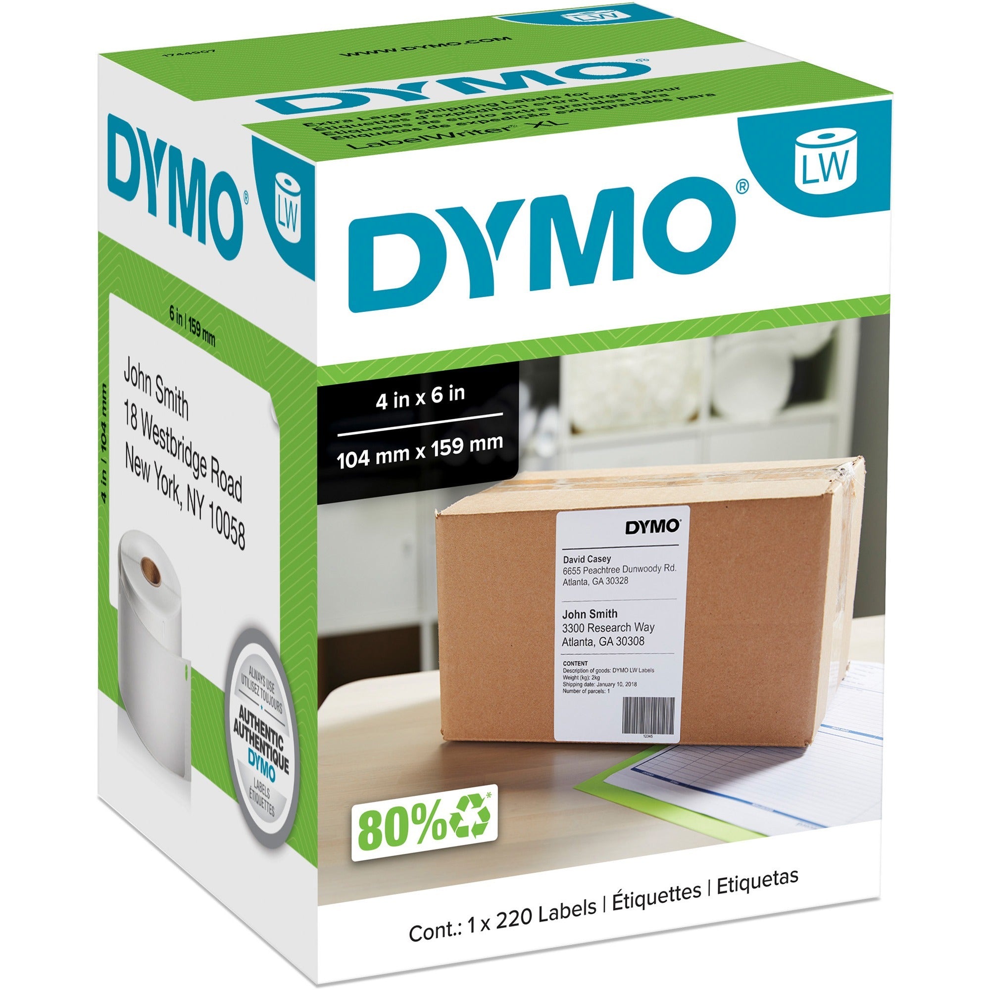 Newell Dymo LabelWriter 4XL Extra Large Shipping Labels, 4 in, White
