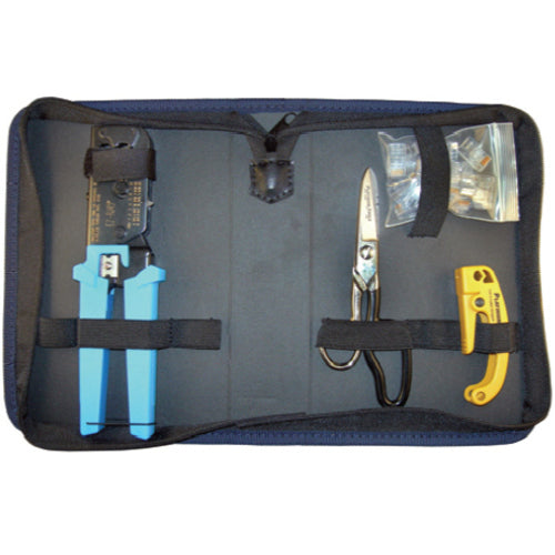 Platinum Tools EZ-RJ45 Termination Kit, EZ-RJ45 Crimp ToolProfessional Electrician's ScissorsCat 5 Cable Jacket Stripper10 x EZ-RJ45 ConnectorsNylon Zippered CaseInstructions