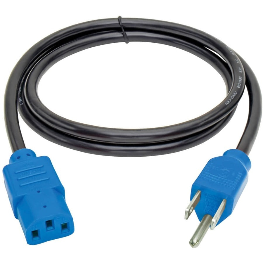 Tripp Lite by Eaton Desktop Computer AC Power Cable, NEMA 5-15P to C13 - 10A, 125V, 18 AWG, 4 ft. (1.22 m), Blue Plugs