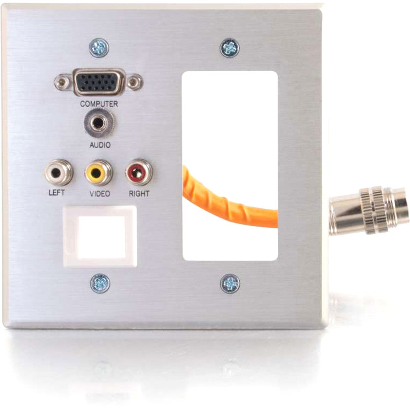 Legrand C2G RapidRun Double Gang Integrated HD15 + 3.5mm + Composite Video + Stereo Audio + Keystone + Decorative Style Wall Plate