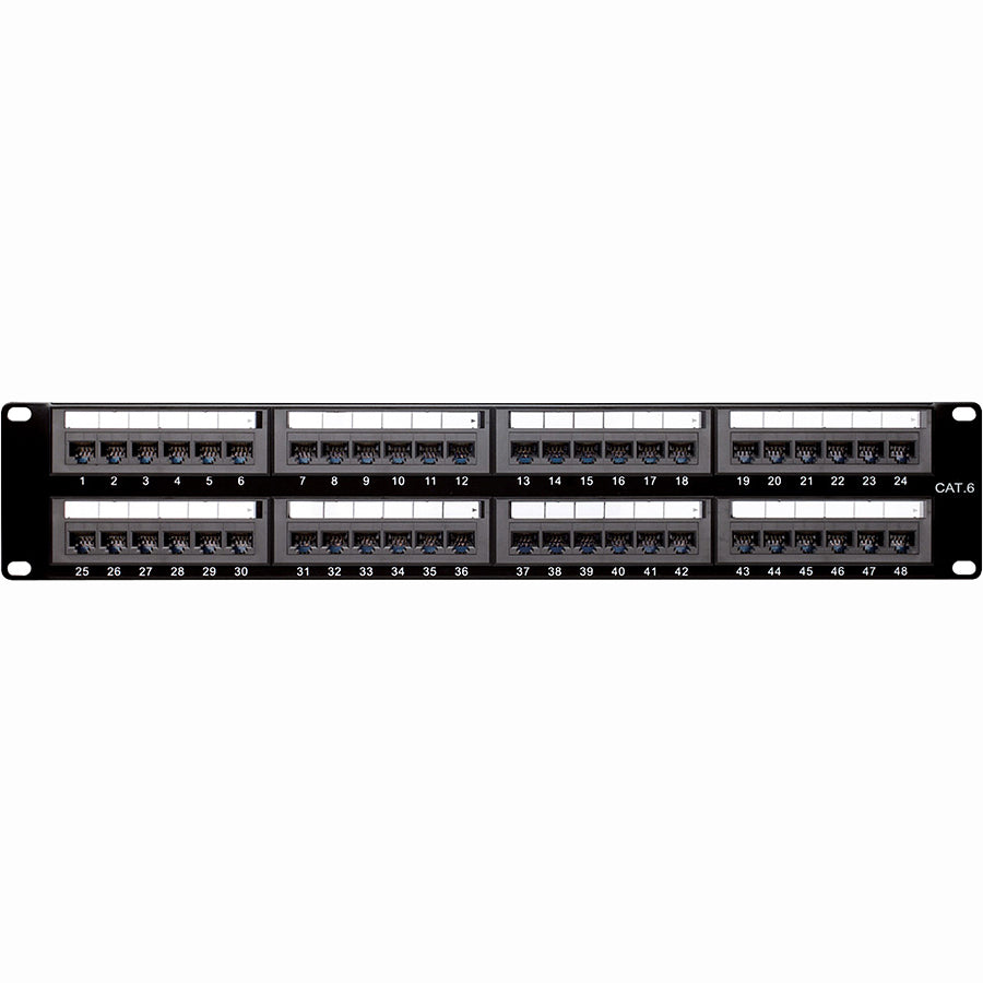4XEM 48 Port CAT6 Rackmount Patch Panel, 1 x 48 Port Cat 6 Patch Panel 4 x M5 Screws 8 x Zip Ties, 2.34 lb, 4XRMC6PP48, Black