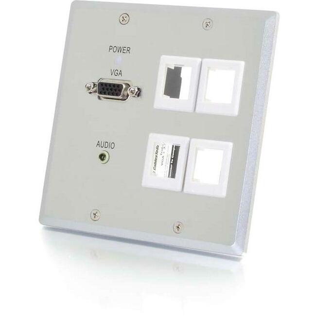 Legrand C2G TruLink Dual Gang VGA+3.5mm+4 Keystone over Cat5 Wall Plate Transmitter- Aluminum