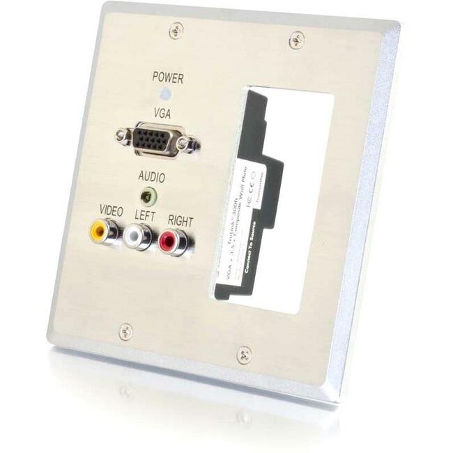 Legrand C2G TruLink Dual Gang VGA+3.5mm+Composite+Decora over Cat5 Transmitter- Aluminum