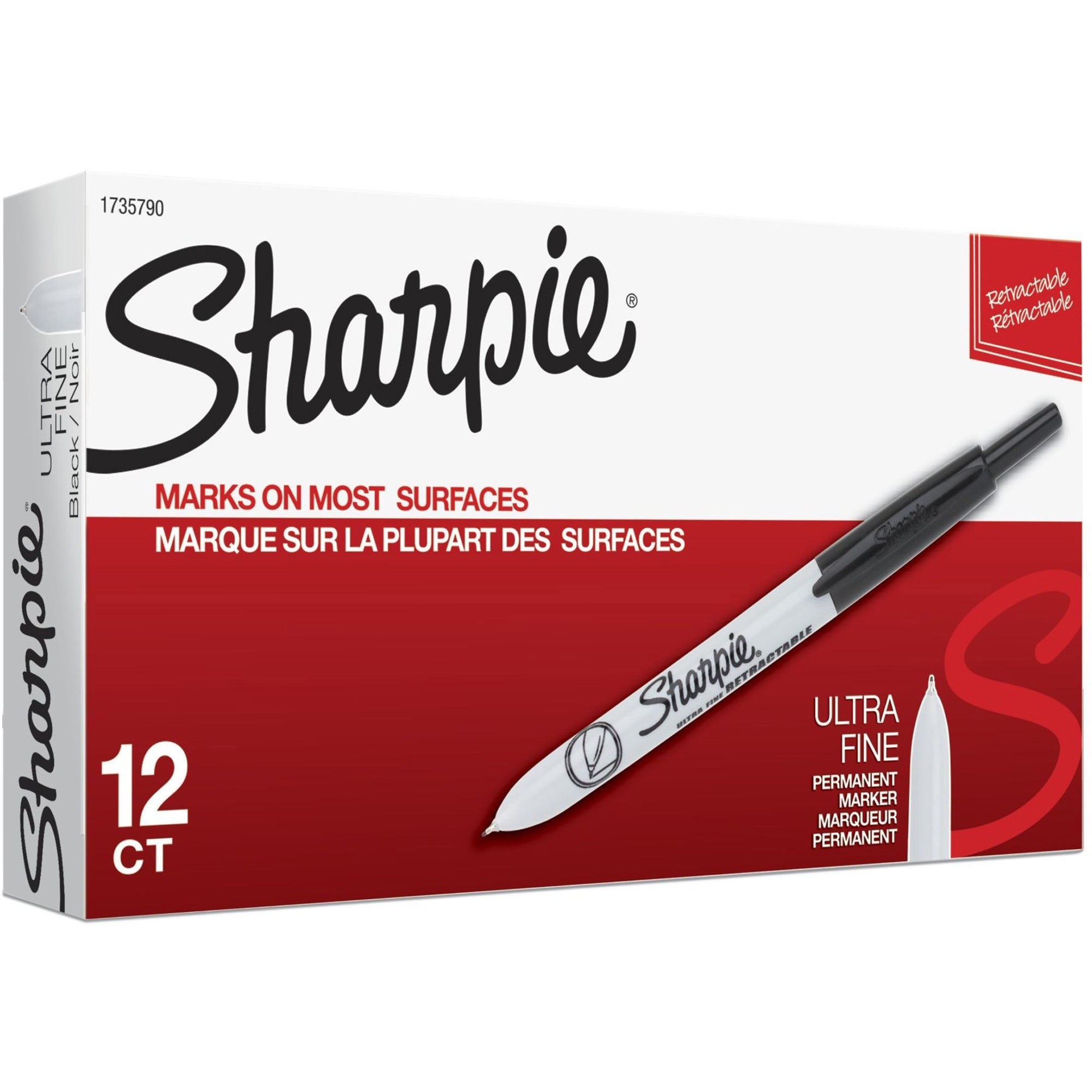 Newell Sharpie Retractable Ultra Fine Point Permanent Marker, Black