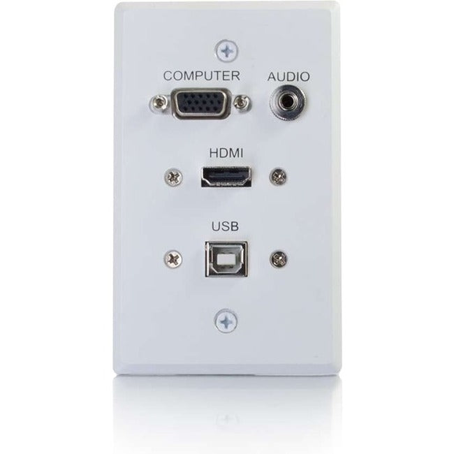 Legrand C2G HDMI, VGA, 3.5mm Audio and USB Pass Through Single Gang Wall Plate - White