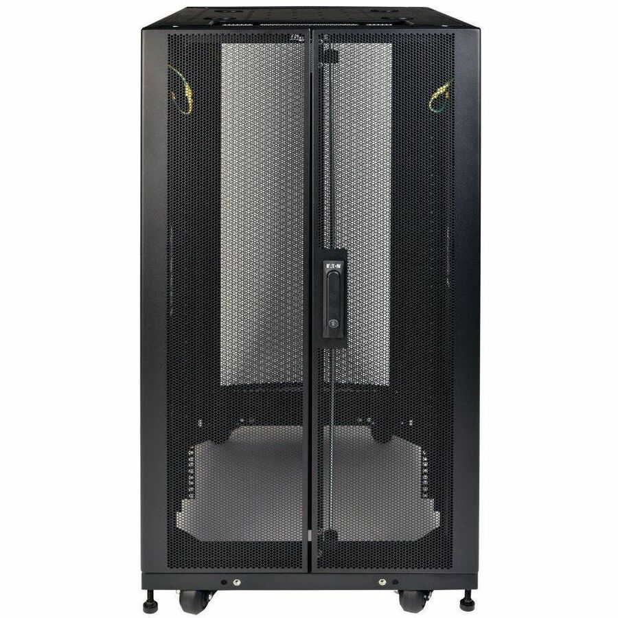 Eaton Tripp Lite Series 25U SmartRack Shallow-Depth Half-Height Rack Enclosure, Doors, Side Panels, Heavy-Duty Casters