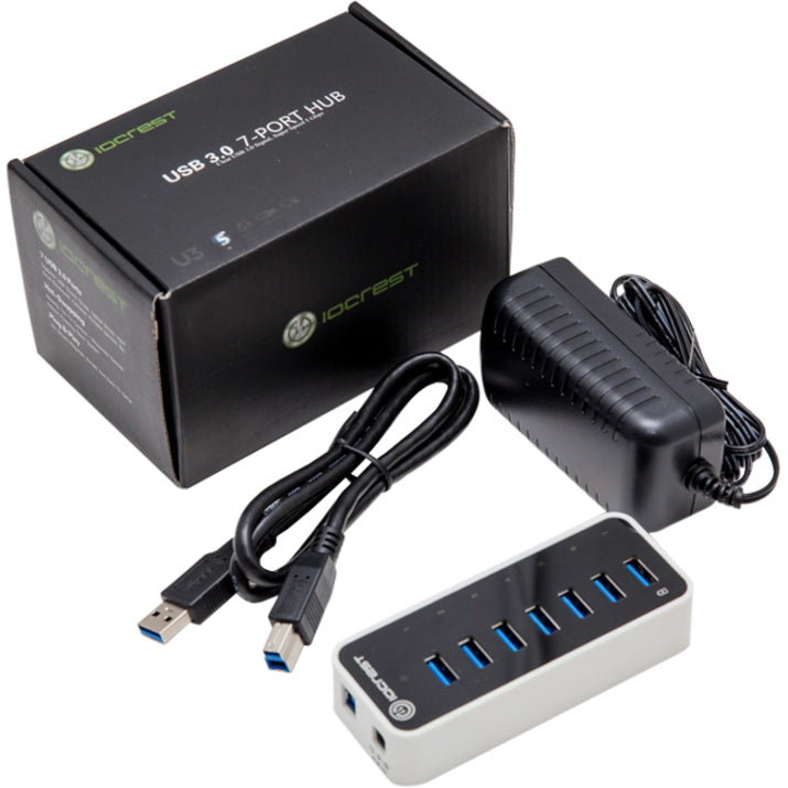 SYBA Multimedia Super Speed IO Crest 7-Port USB 3.0 Hub with AC Power Adapter