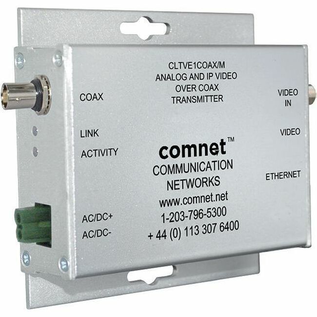 ComNet Video Extender Transmitter, 1.10", CLTVE1COAXM, Coaxial, Surface-mountable, Wired