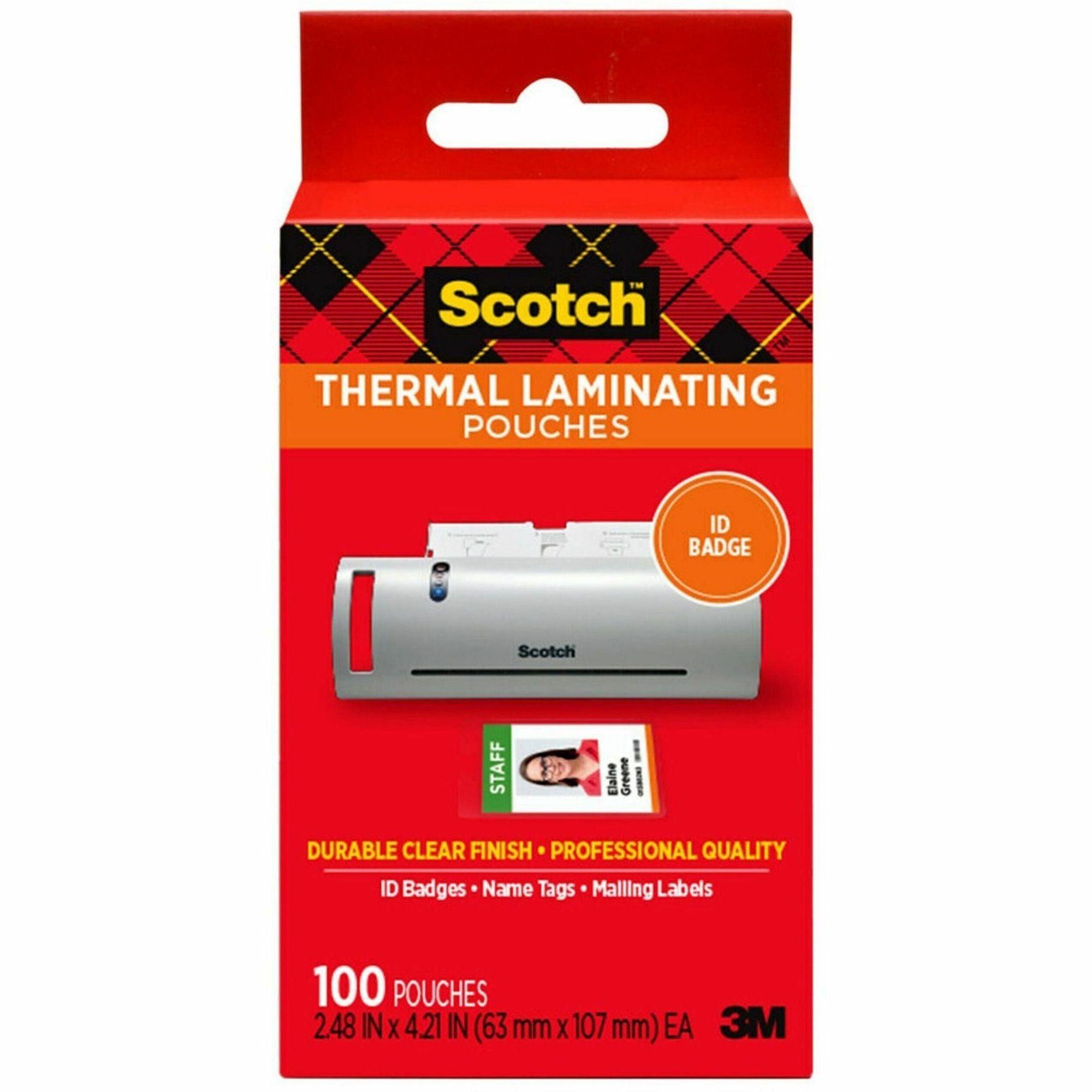 Scotch Thermal Laminating Pouches, 2.40", Clear, TP5852100, 4.20"