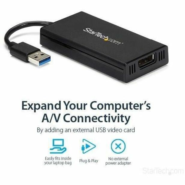 StarTech.com USB 3.0 to DisplayPort Adapter, 4K 30Hz UHD, USB to DP Display Adapter, External Video/Graphics Card for Mac & Windows