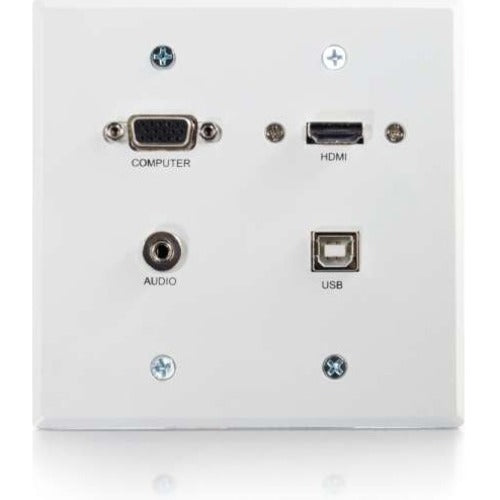 Legrand C2G-RapidRun VGA + 3.5mm Double Gang Wall Plate + HDMI and USB Pass Through - White