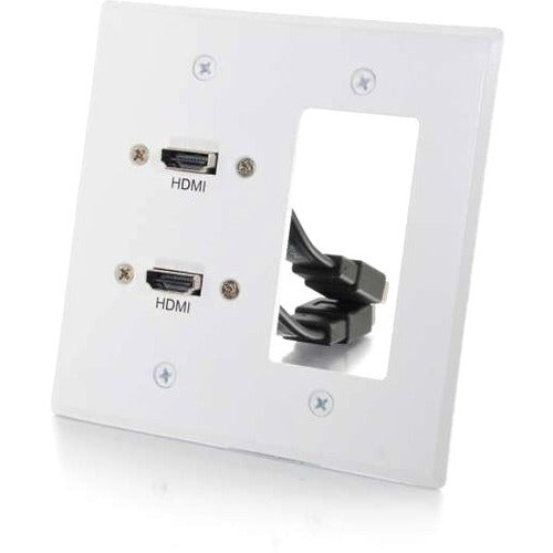 Legrand C2G Dual HDMI Pass Through Double Gang Wall Plate with One Decorative Cutout-White