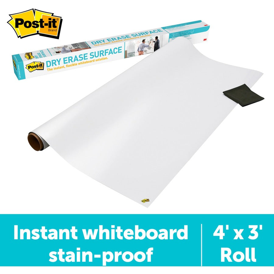 Post-it&reg; Self-Stick Dry-Erase Film Surface, DEF4X3, Self-Stick Dry Erase Film Surface, White