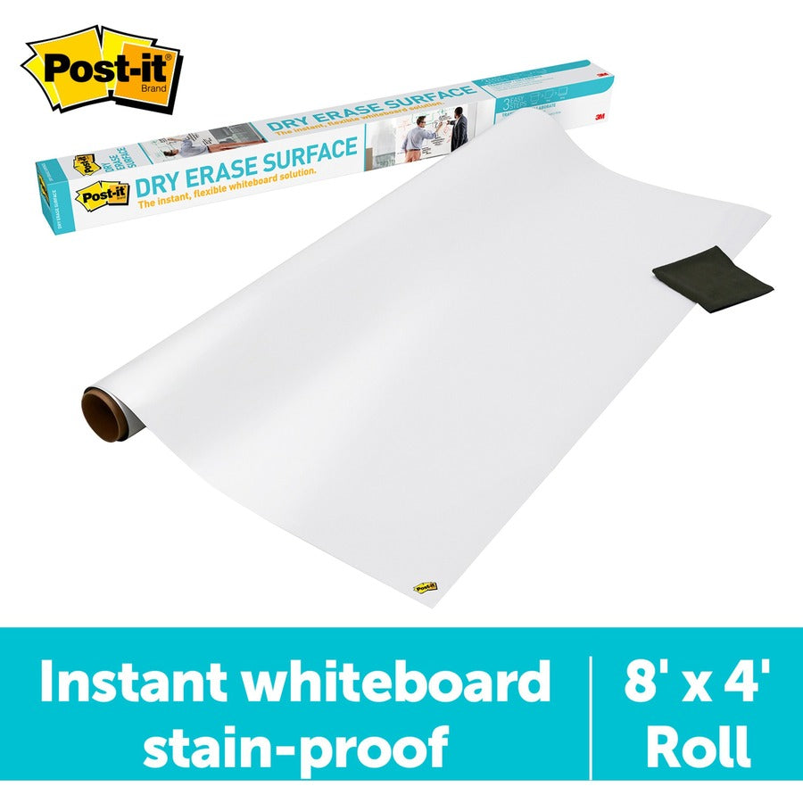 Post-it&reg; Self-Stick Dry-Erase Film Surface, DEF8X4, Self-Stick Dry Erase Film Surface, White