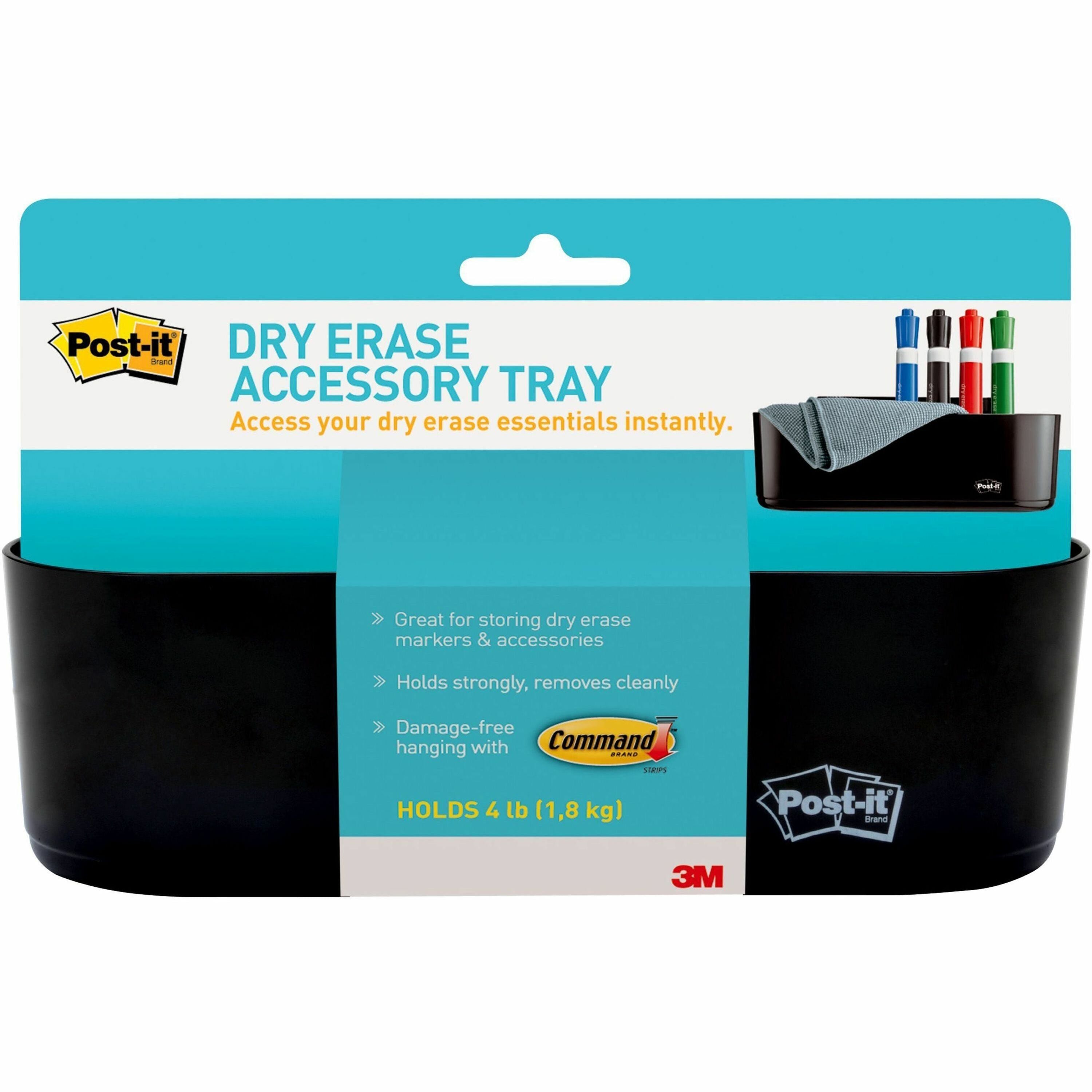 Post-it&reg; Dry-Erase Accessory Tray, 4 lb, Black