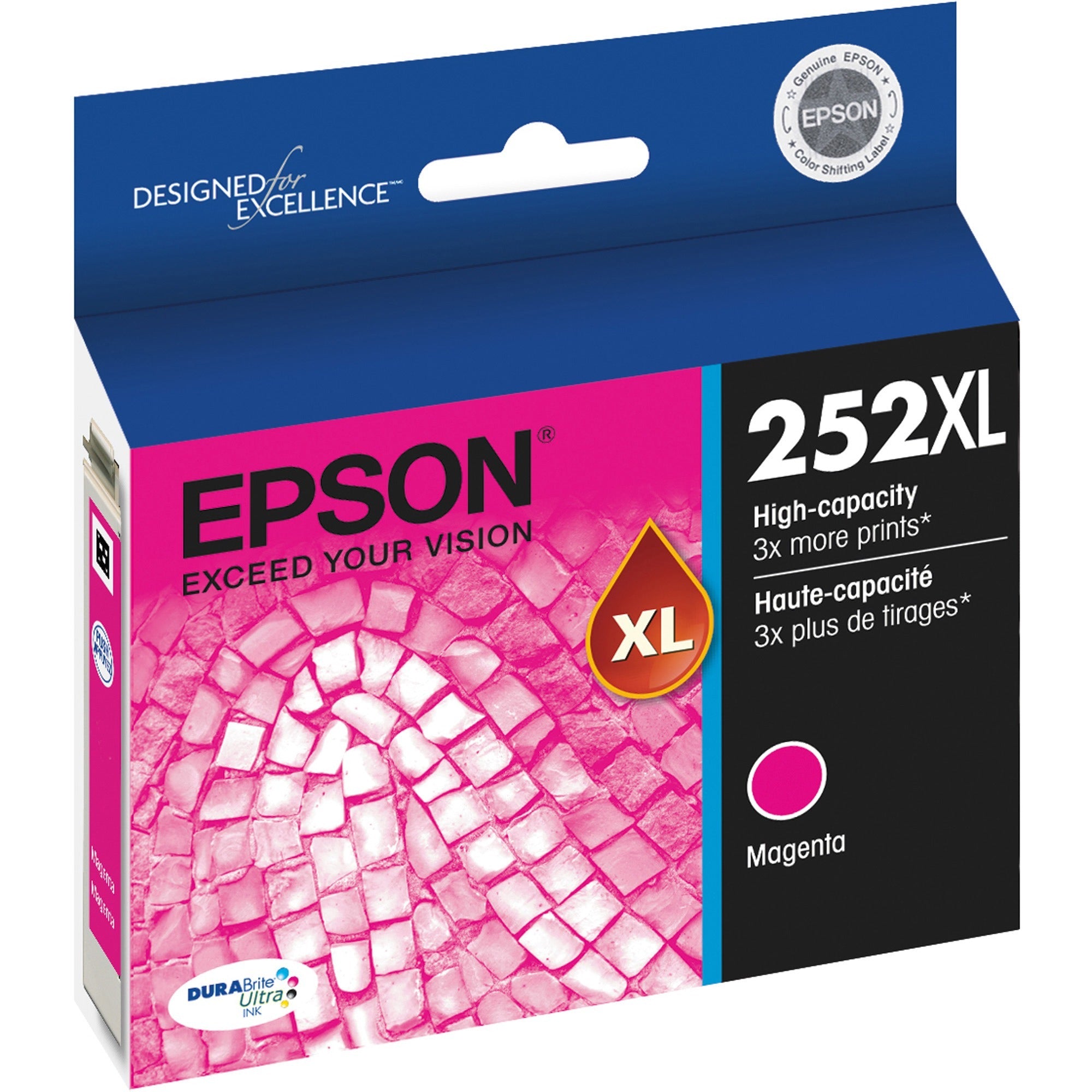 Epson T252 DuraBrite Ultra XL Magenta Ink Cartridge w/Sensormatic, 252XL, 7110 in