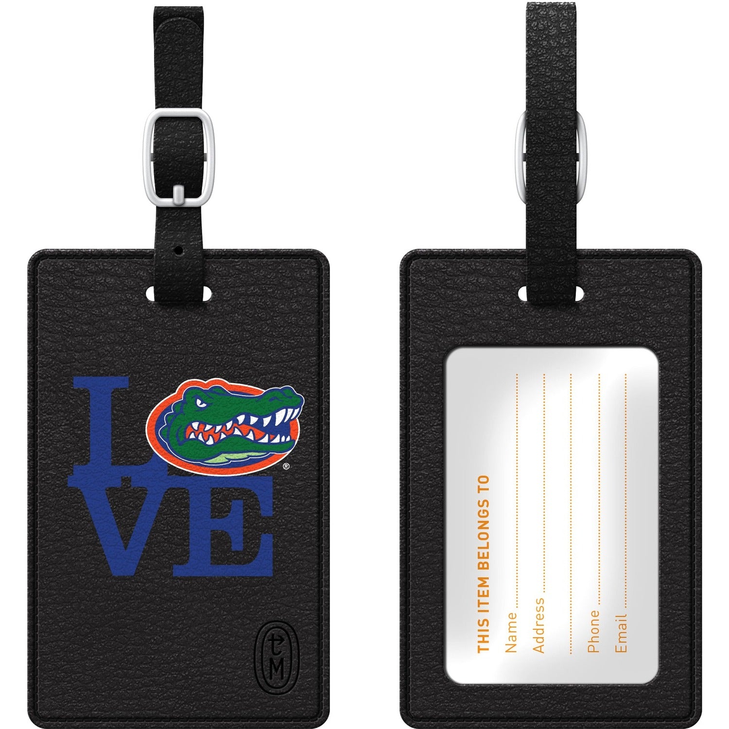 Centon OTM Black Leather Love V1 Bag Tag University of Florida