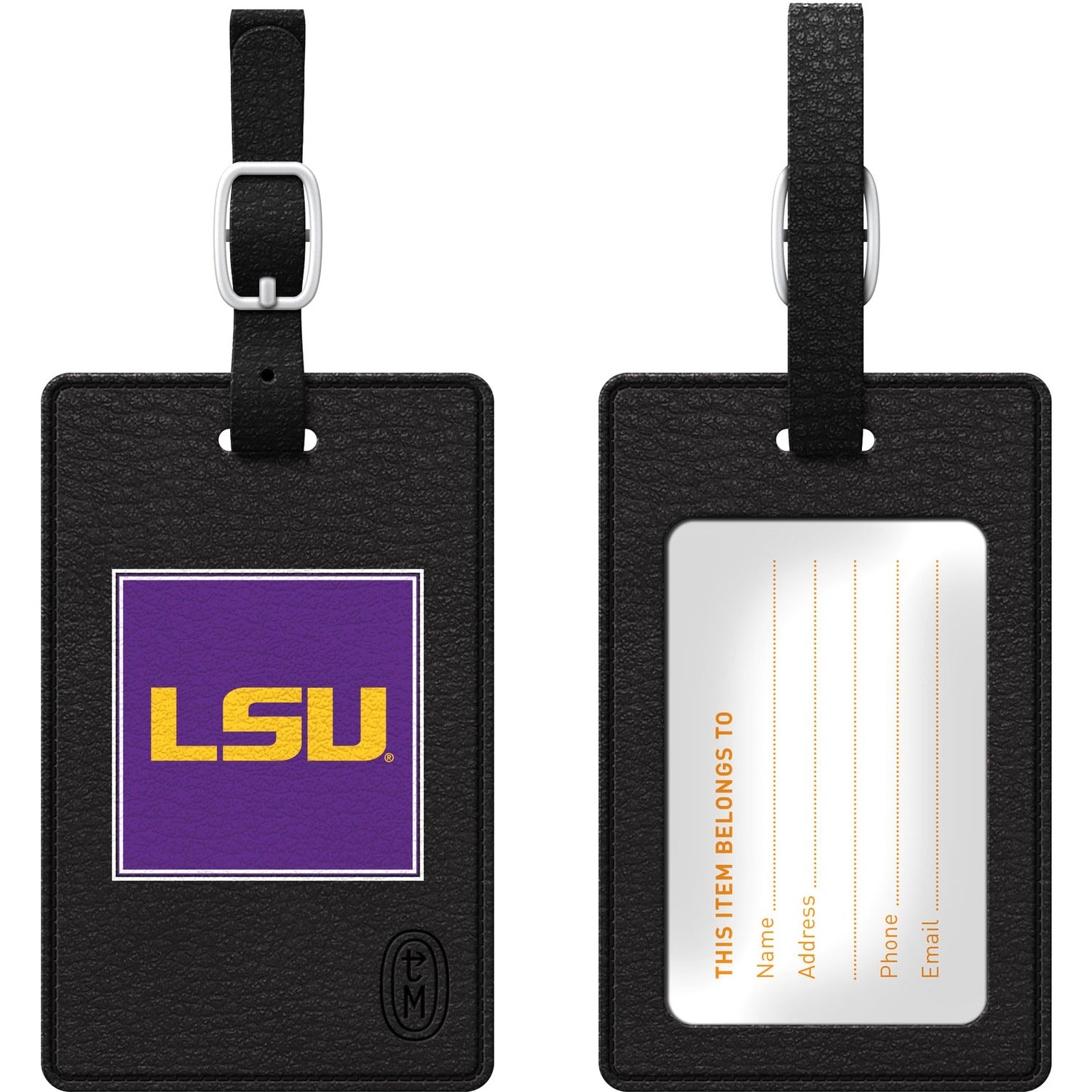 Centon OTM Black Leather Classic Bag Tag Louisiana State University
