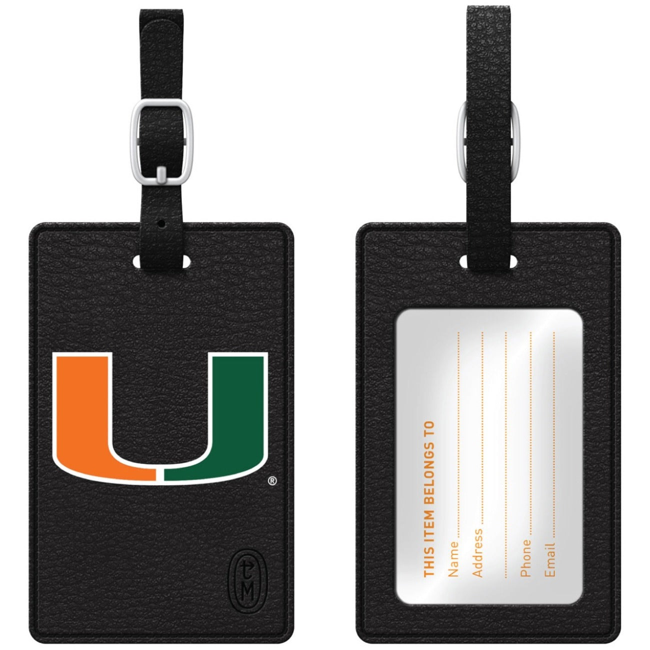 OTM Collegiate Luggage Tags, Black, S1-CBT-MIA-00A