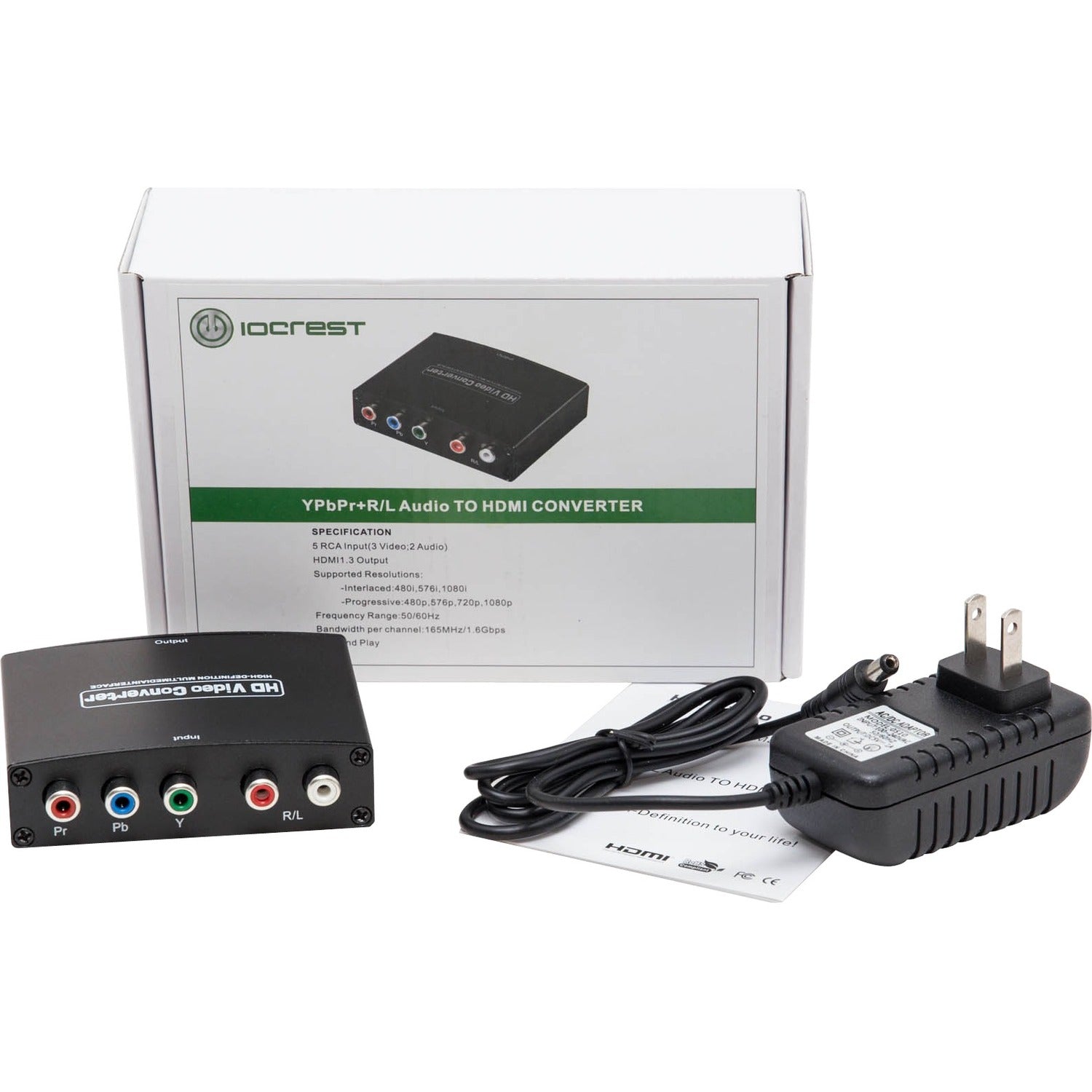SYBA IO Crest Component (YPbPr) + RCA Audio to HDMI 1.3 1080p HDTV Converter