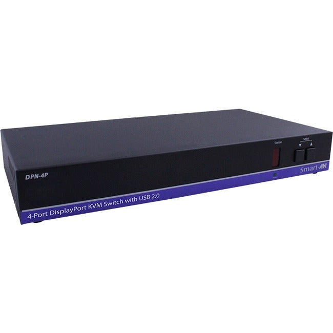 Smart SmartAVI 4-Port DisplayPort KVM Switch with USB 2.0 and Front Panel Push Buttons