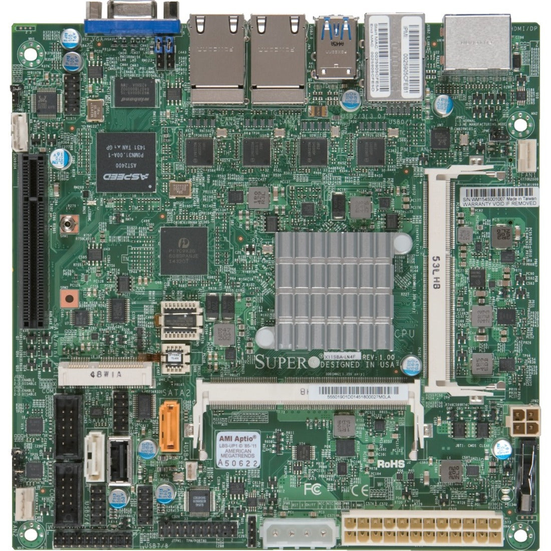 Supermicro X11SBA-LN4F Server Motherboard - Intel Chipset - Socket BGA-1170 - Mini ITX