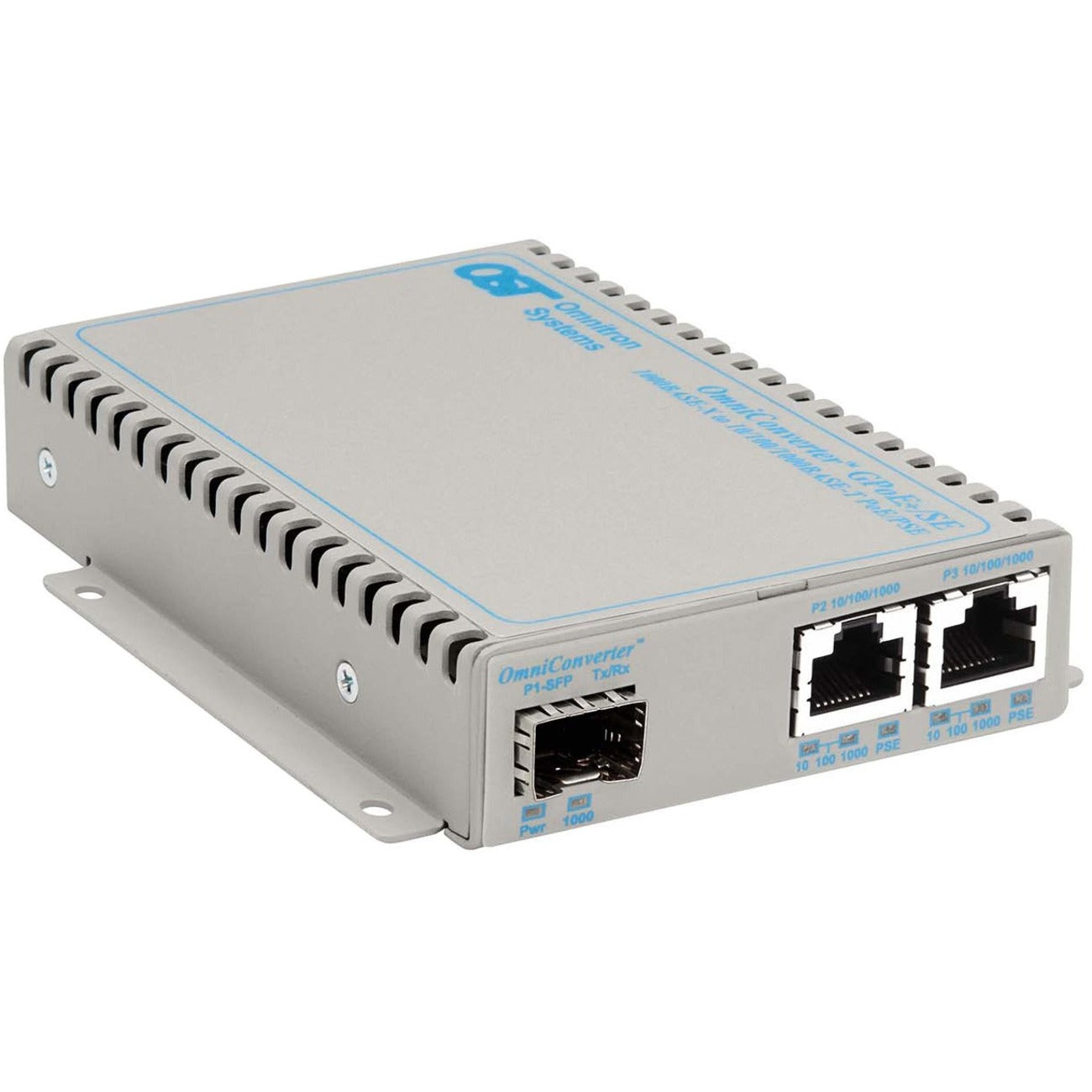 Omnitron OmniConverter SE 10/100/1000 PoE+ Gigabit Ethernet Fiber Media Converter Switch RJ45 SFP