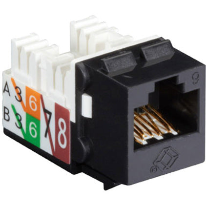 Black Box GigaTrue2 CAT6 Keystone Jack - Unshielded, 110 Punchdown Type, TAA, Black