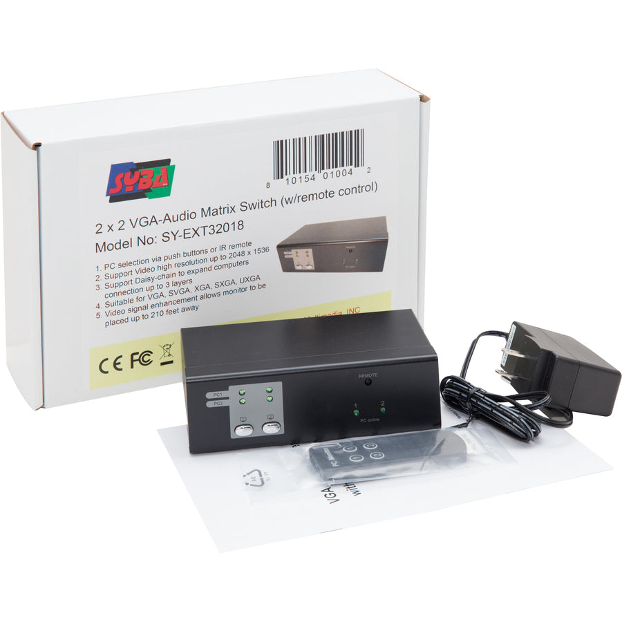 SYBA Multimedia 2x2 VGA-Audio Matrix Switch (w/ Remote Control)