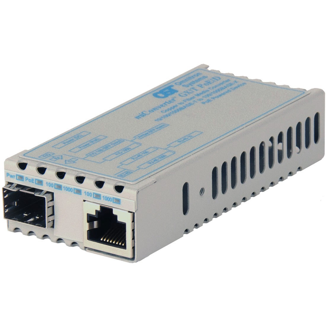 Omnitron miConverter PoE/PD 10/100/1000 Gigabit Ethernet Fiber Media Converter RJ45 SFP
