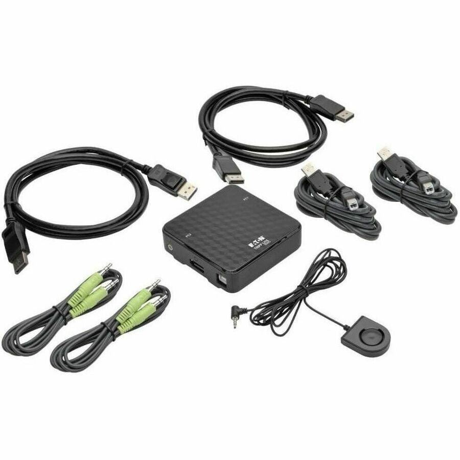 Eaton Tripp Lite Series 2-Port DisplayPort KVM Switch 4K 60 Hz with Audio, Cables and USB Peripheral Sharing