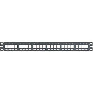Panduit 24-Port Flush Mount Modular Patch Panel, 1 RU. - 24 Port(s) - 1U High - Black - 19" Wide - Flush Mount