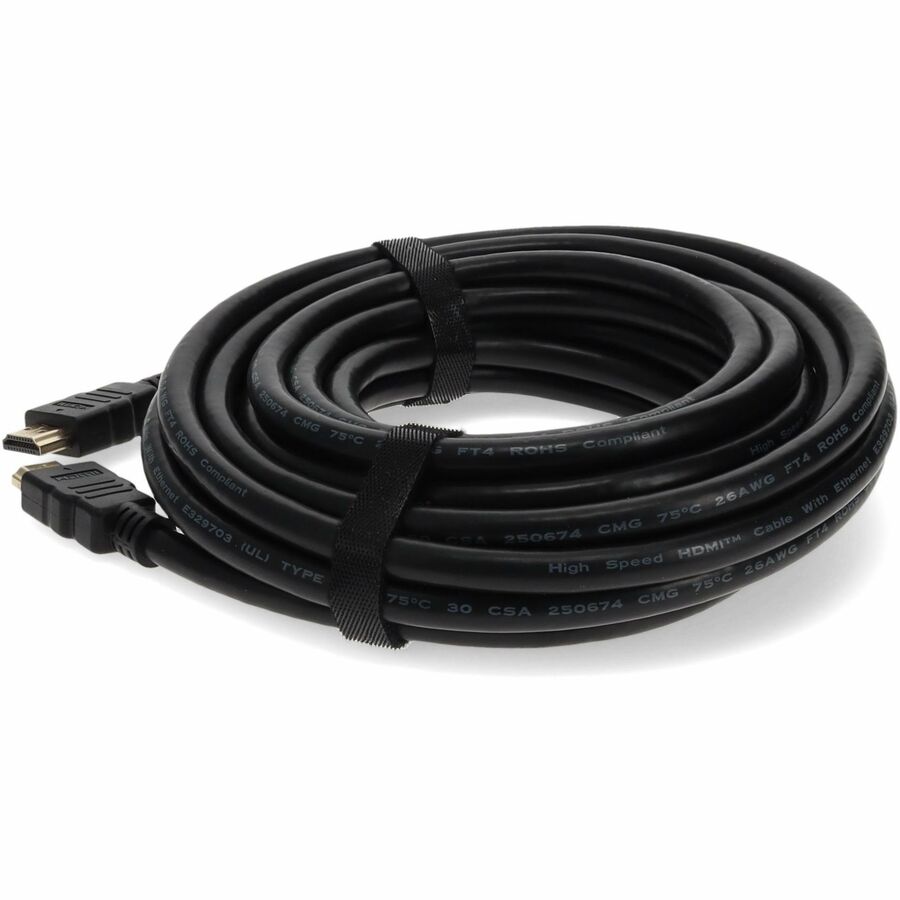 25ft HDMI 1.4 Male to HDMI 1.4 Male Black Cable Which Supports Ethernet Channel For Resolution Up to 4096x2160 (DCI 4K)