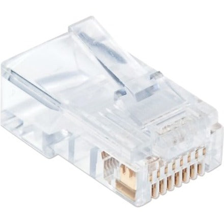 IC Intellinet Network Solutions Cat5e RJ45 Modular Plugs, 3-Prong, UTP, For Solid Wire, 100 Plugs in Jar