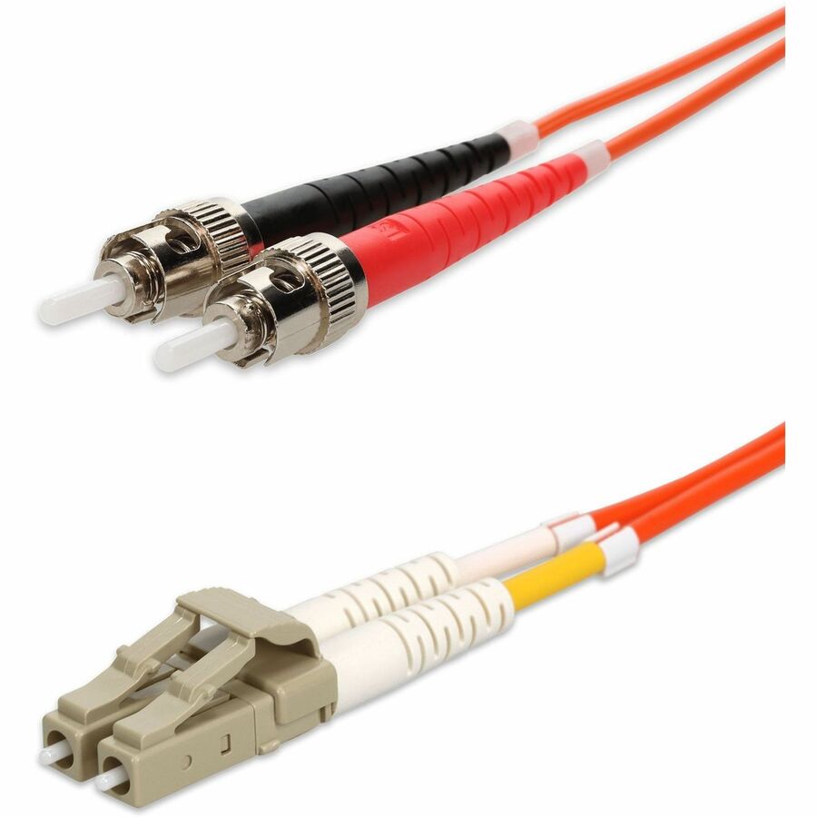AddOn 100m ST to LC Orange OM1 Duplex OFNR (Riser-Rated) MMF Fiber Patch Cable