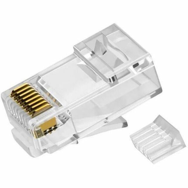 Monoprice Cat6 RJ45 Modular Plugs w/Inserts for Round Solid/Stranded Cable,50u,Clear,100pk