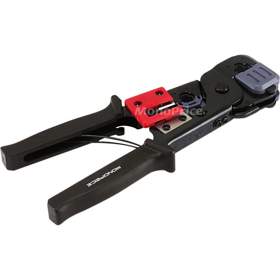 Monoprice RJ-45/RJ-11 Modular Crimping Tool - 8" Length - Carbon Steel, Plastic - Locking