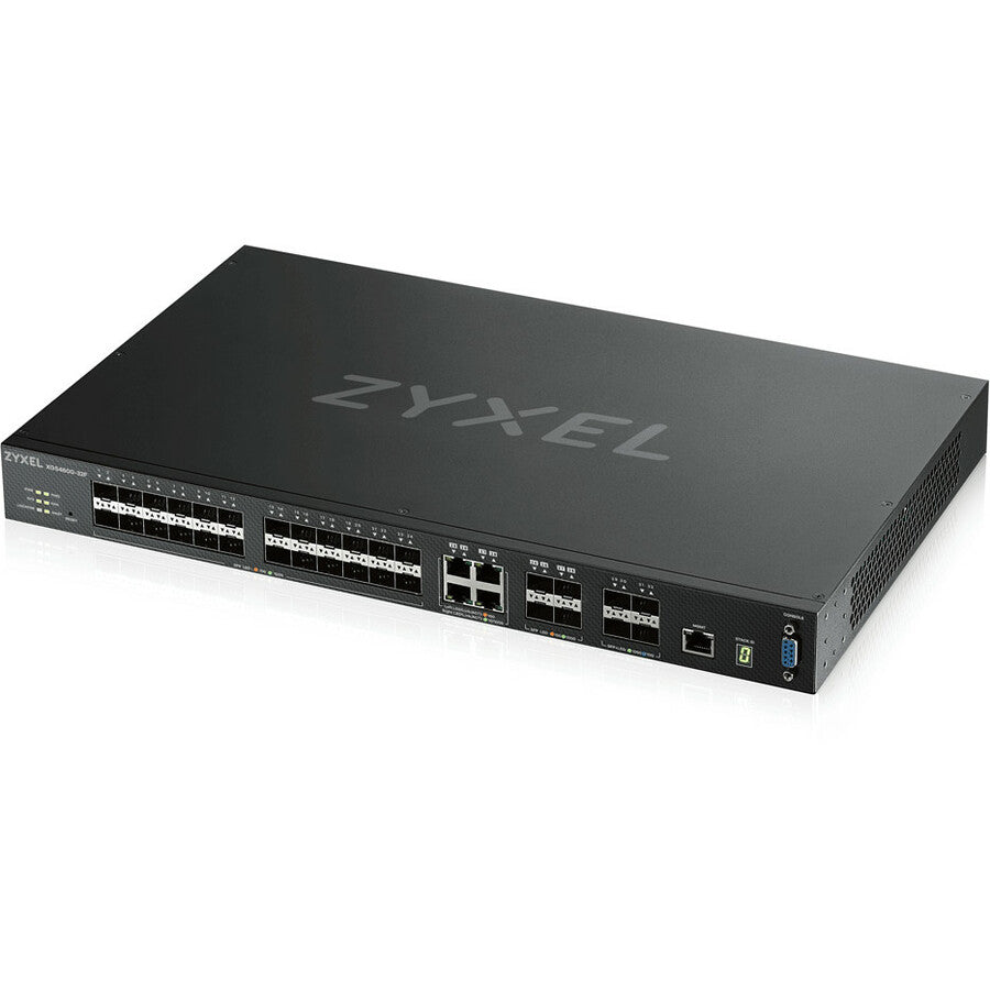 ZYXEL XGS4600-32F-DC 24-port Gigabit SFP L3 Managed Aggregation Switch with 4 SFP+ 10G Uplinks and 4 10G Combo (SFP+/RJ-45) Ports (DC Power Version)