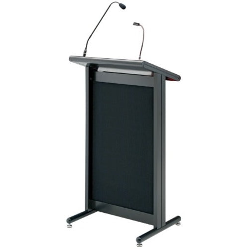 Legrand Da-Lite Euro Deluxe Lectern is a versatile solution with a standard gooseneck halogen lamp and ample reading surface, 19.69 in, Black