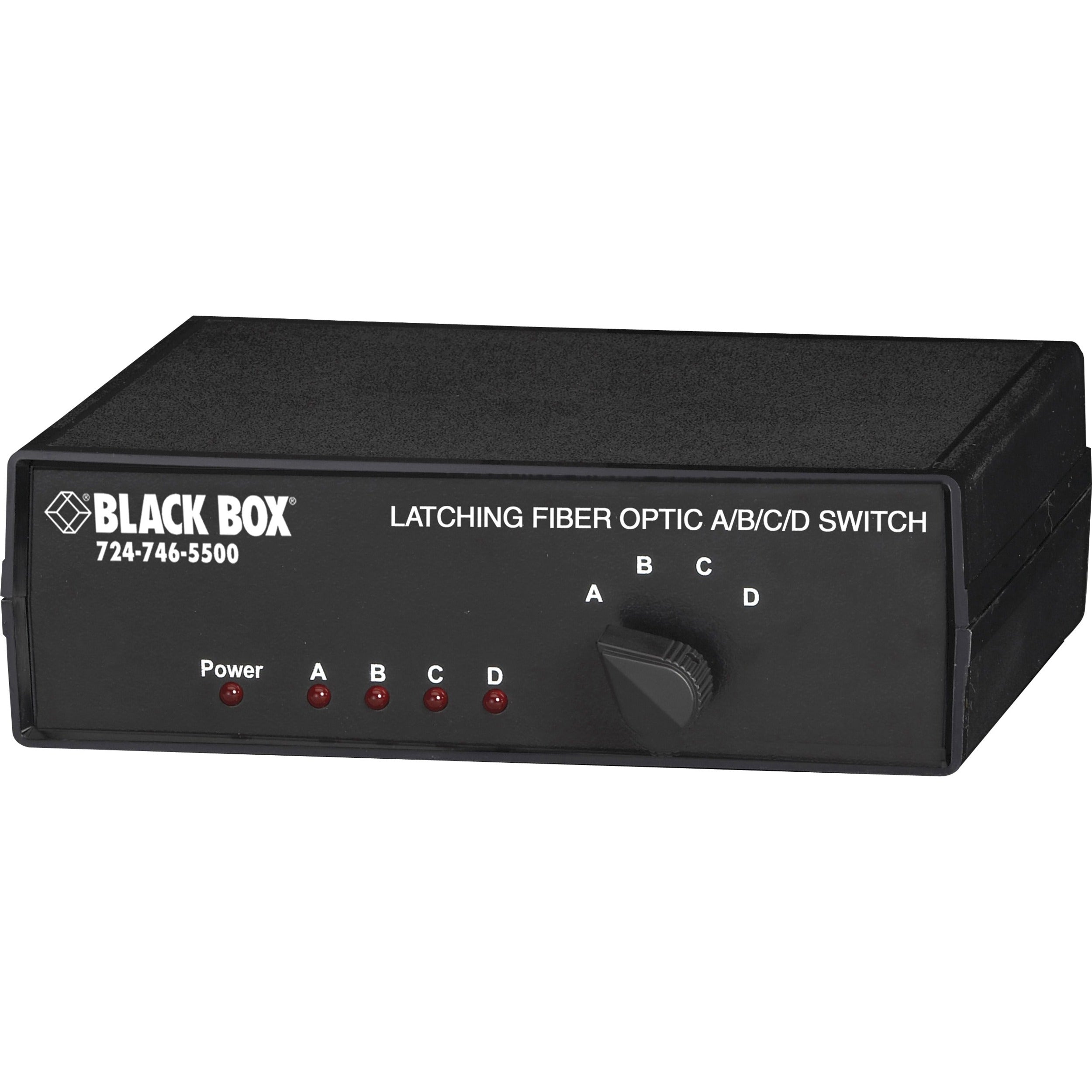 Black FIBER OPTIC A/B/C/D SWITCH W/ST CONNECTORS LATCHING, SW1005A