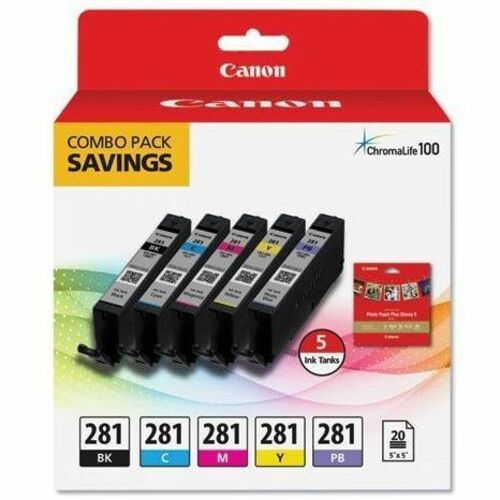 Canon CLI-281 Inkjet Ink Cartridge/Paper Kit - Combo Pack - Black, Cyan, Magenta, Yellow Pack