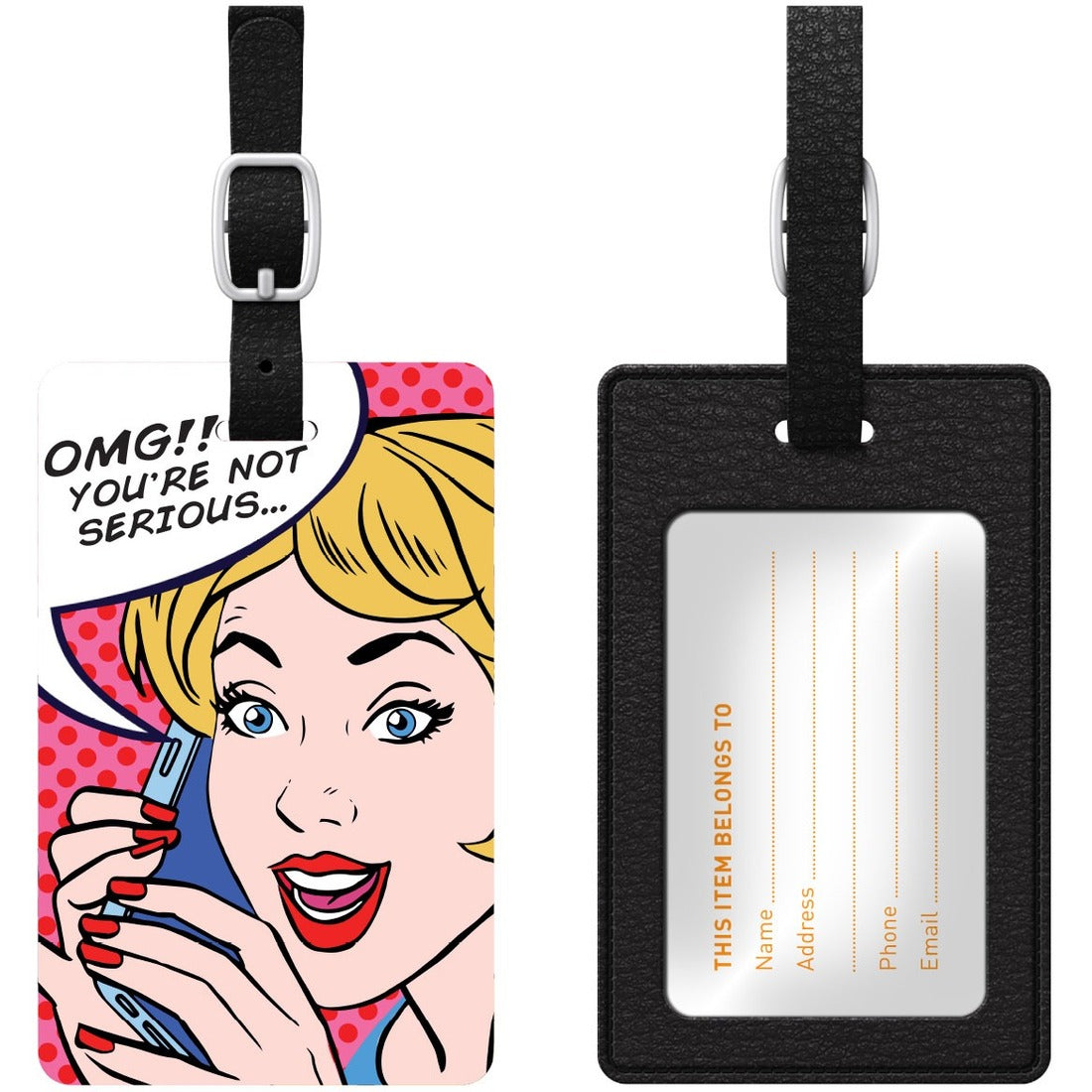OTM Prints Series Luggage Tags, Black, OP-II-POP-01