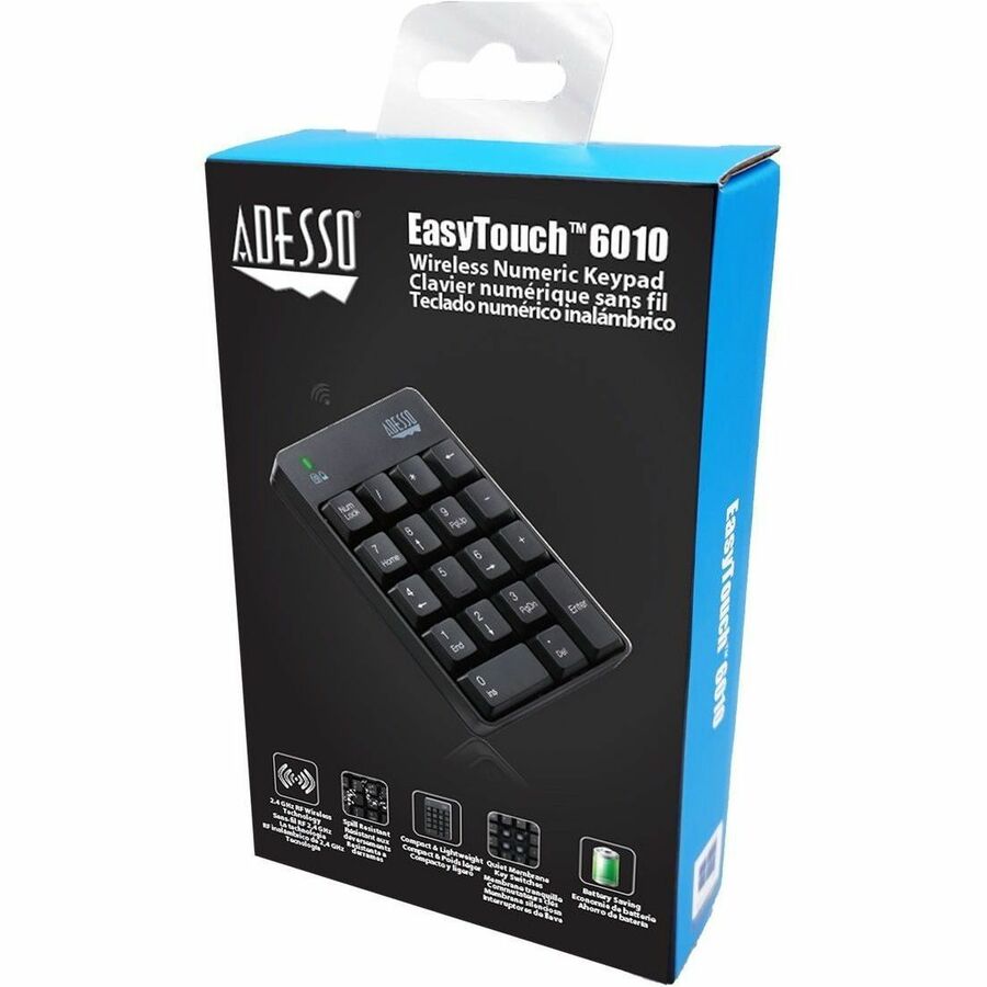 Adesso Wireless Spill Resistant 18-Key Numeric Keypad