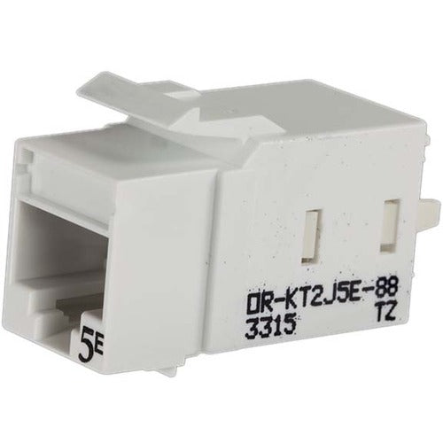 LEGRAND Ortronics Category 5e Keystone Jack, Lacing Cap Termination, White, Female, Gold, KT2J5E-88