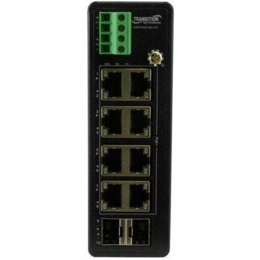 Lantronix, Unmanaged Hardened Gigabit Ethernet PoE+ Switch 8 10/100/1000Base-T Ports + 2 100/1000Base-X SFP Slots